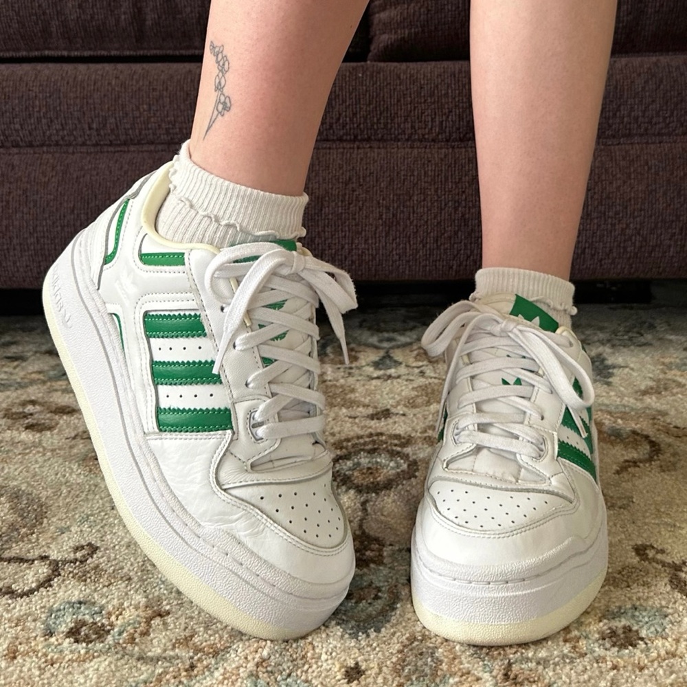 Adidas White and Green Sneakers